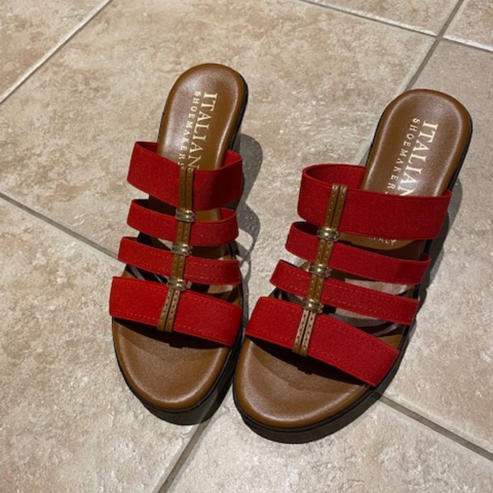 Italian Shoemaker Red Wedge Sandals